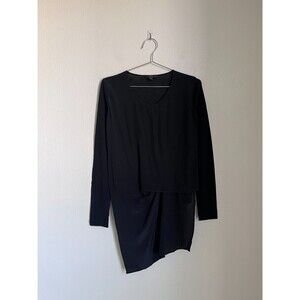 COS Women's Wool/Silk Drape Asymmetric Long Sleeve Tunic in Black Size SMALL